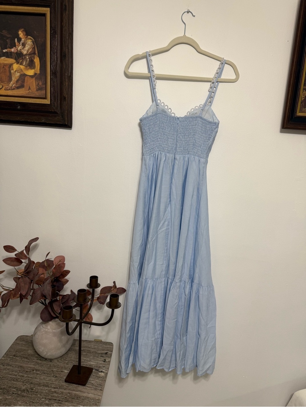 Light Blue Maxi Dress with Lace-Trim Straps - Picture 4 of 5